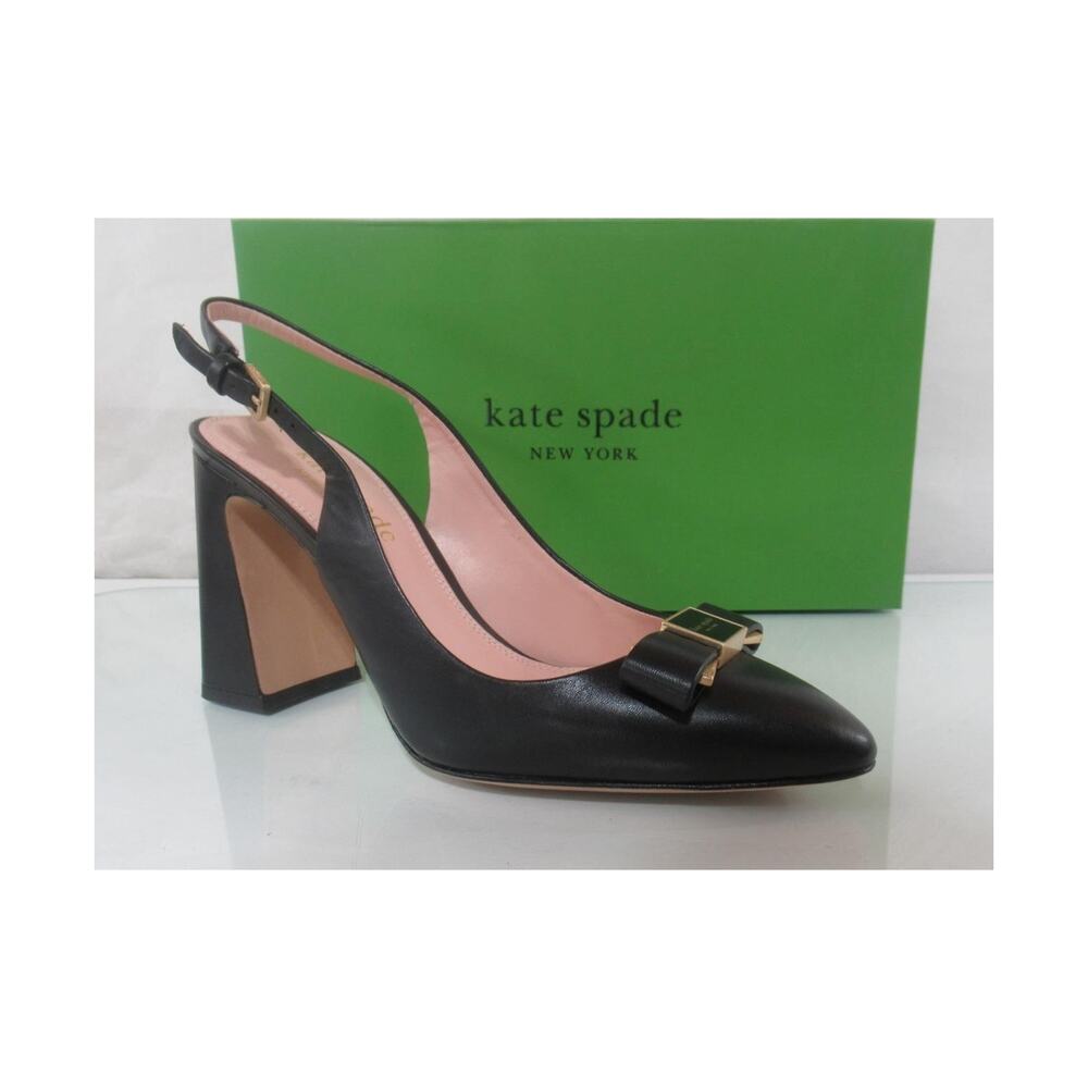 Kate Spade New York Bowdie SlingBack Heels Sandals Pumps Leather Black Size 7